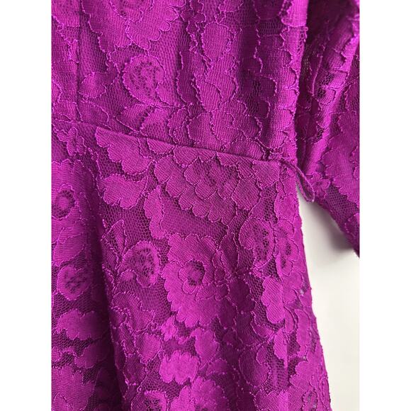 Lane Bryant Floral Lace Fit & Flare Dress A-Line Magenta Overlay Plus Size 18 - Picture 13 of 14